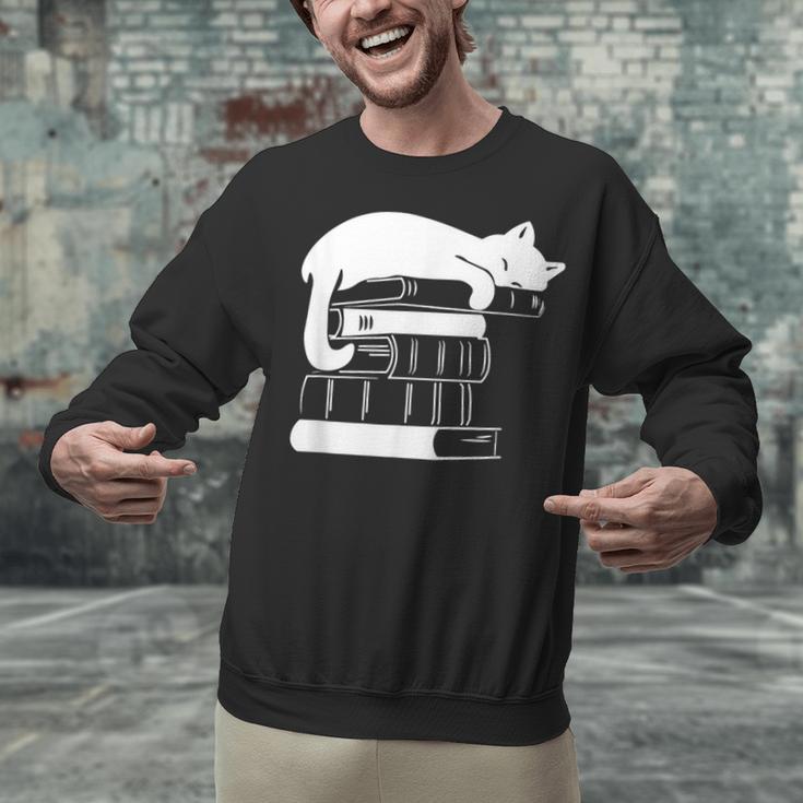 Cat Book Books And Cats Cat Lover Cat Mom Book Lovers Unisex Sweatshirt