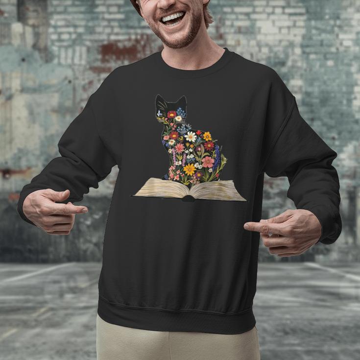 Cat Book Flowers Unisex Sweatshirt