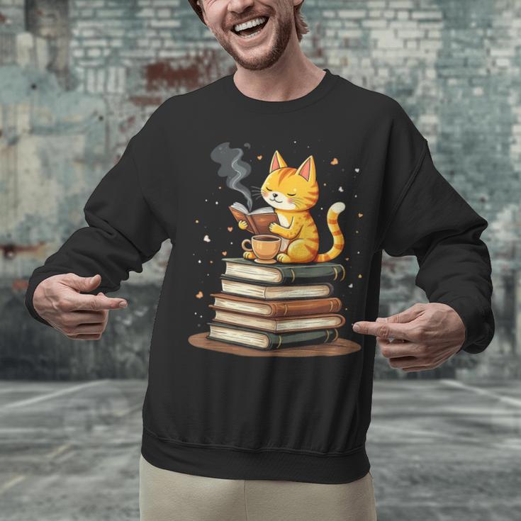 Cat Reading Books Unisex Sweatshirt