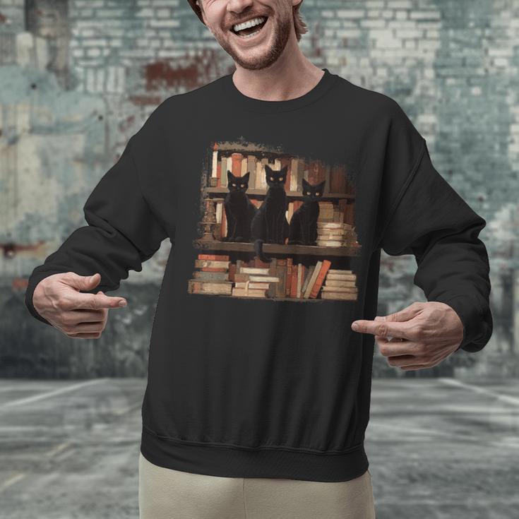 Cats Antique Books Academia Library Aesthetic Bookworm Unisex Sweatshirt