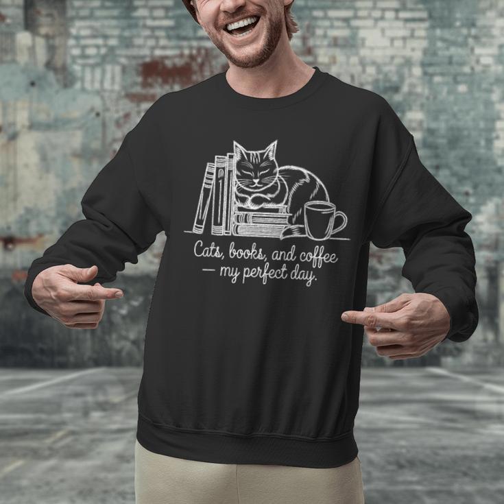 Cats Books And Coffee – My Perfect Day Cat Lover Unisex Sweatshirt