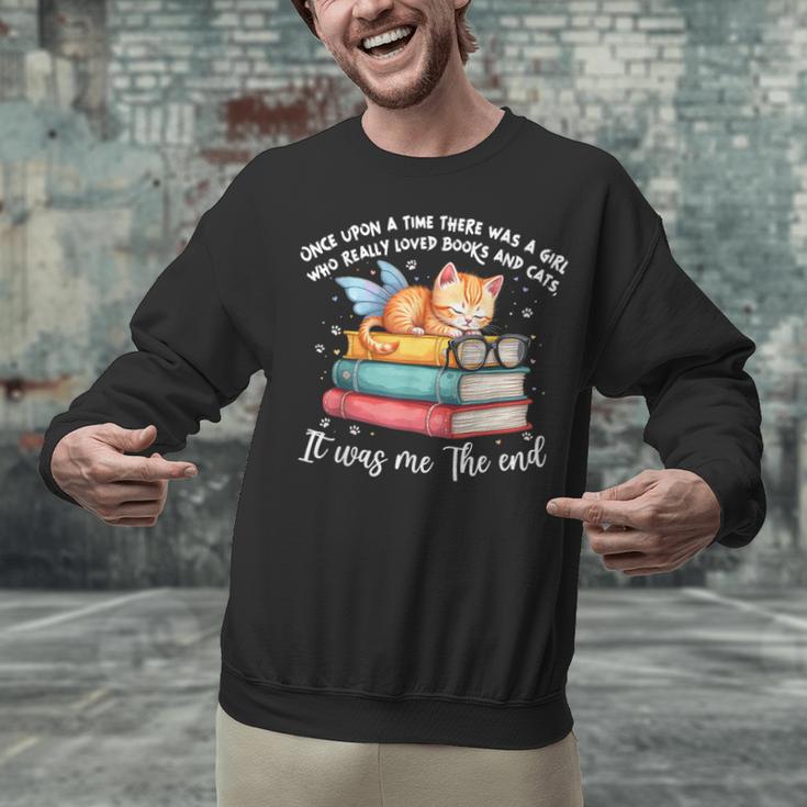 Cats And Books Easily Distracted By Book & Cat Lover Men Women Kids Unisex Sweatshirt