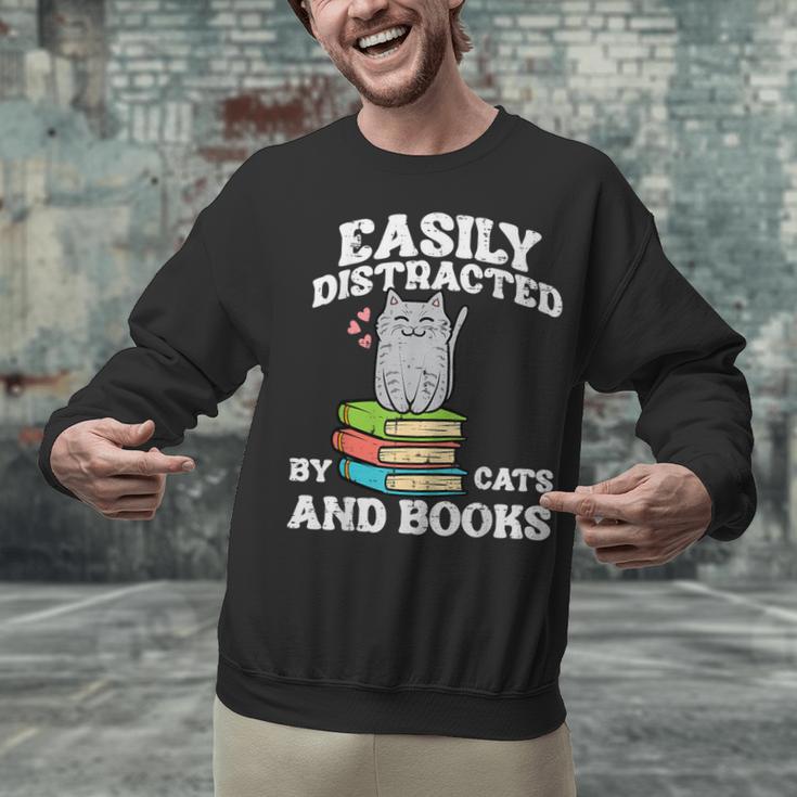 Cats And Books Read Reading Librarian Book Across America Unisex Sweatshirt