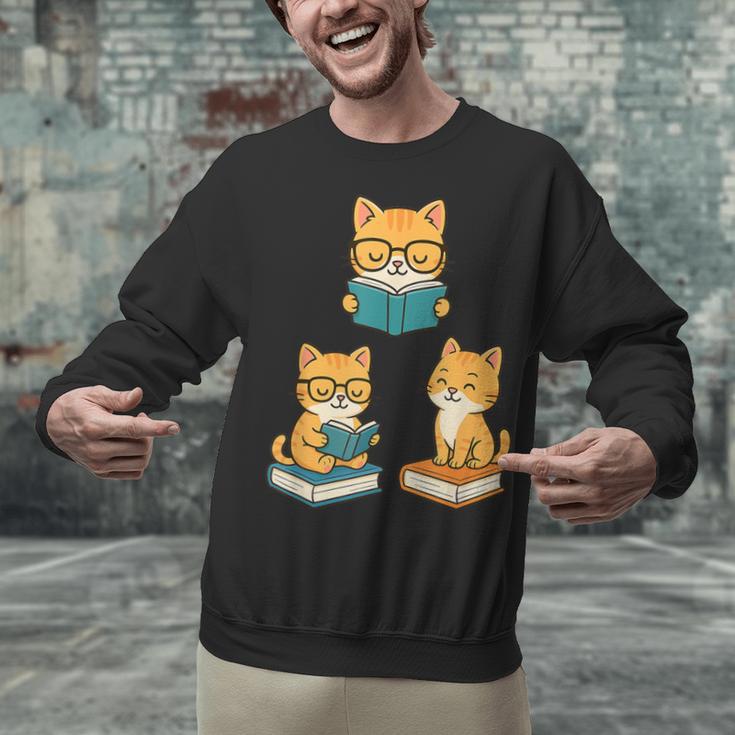 Cats Reading Book Lover Reading Bookworm Reader Unisex Sweatshirt