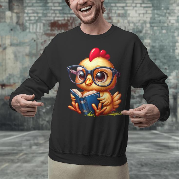 Chicken Reading a Book Farm Animal Chick Unisex Sweatshirt Chicken Reading a Book Farm Animal Chick Unisex Sweatshirt