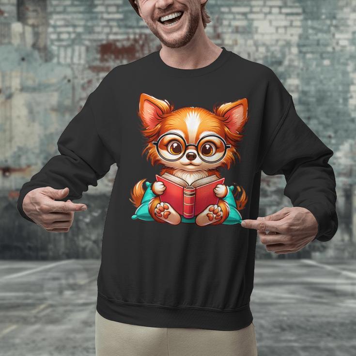 Chihuahua Reading a Book Dog Unisex Sweatshirt Chihuahua Reading a Book Dog Unisex Sweatshirt