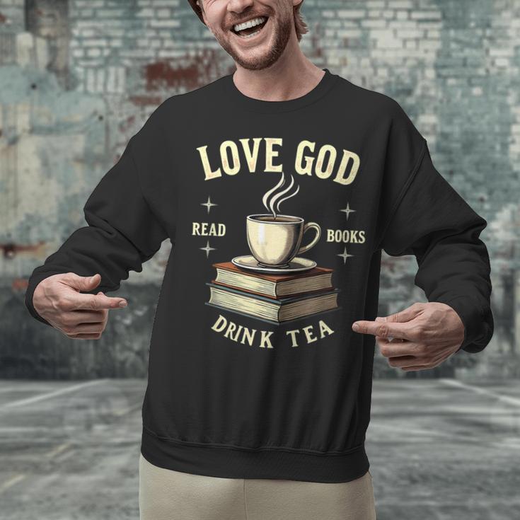 Christian Bookworm Love God Read Books Drink Tea Unisex Sweatshirt