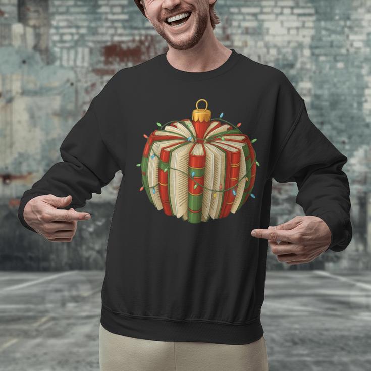 Christmas Book Ornament Lights Holiday Reading Lover Teacher Unisex Sweatshirt