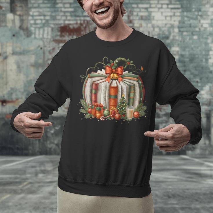 Christmas Book Pumpkin Reading Holiday Lovers Teacher Unisex Sweatshirt Christmas Book Pumpkin Reading Holiday Lovers Teacher Unisex Sweatshirt