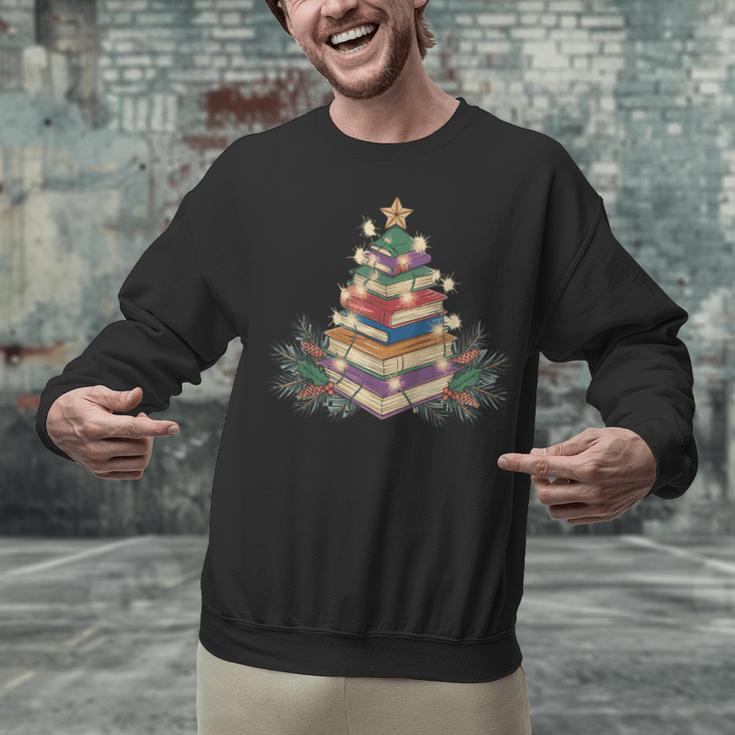 Christmas Book Reading Reader Xmas Bibliophile -Adult Christmas Tree Book Modern Unisex Sweatshirt