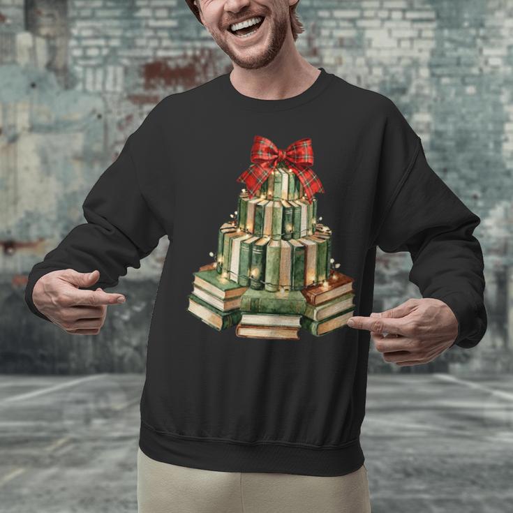 Christmas Book Tree Coquette Bow Xmas Reading Librarian Girl Unisex Sweatshirt