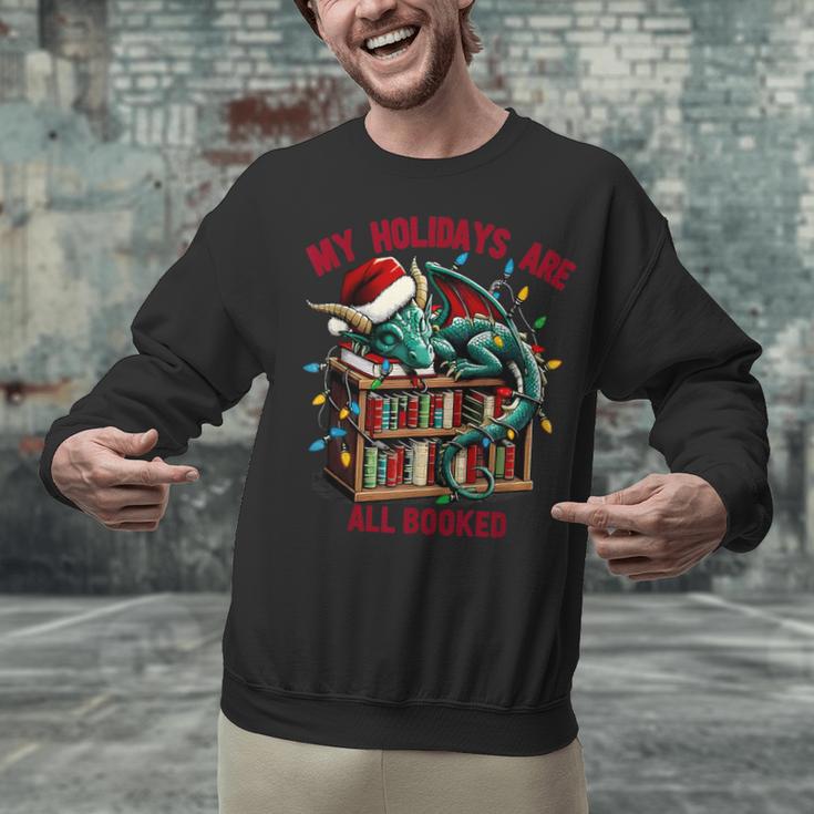 Christmas Dragon My Holidays Are All Booked Book Lovers Kids Unisex Sweatshirt