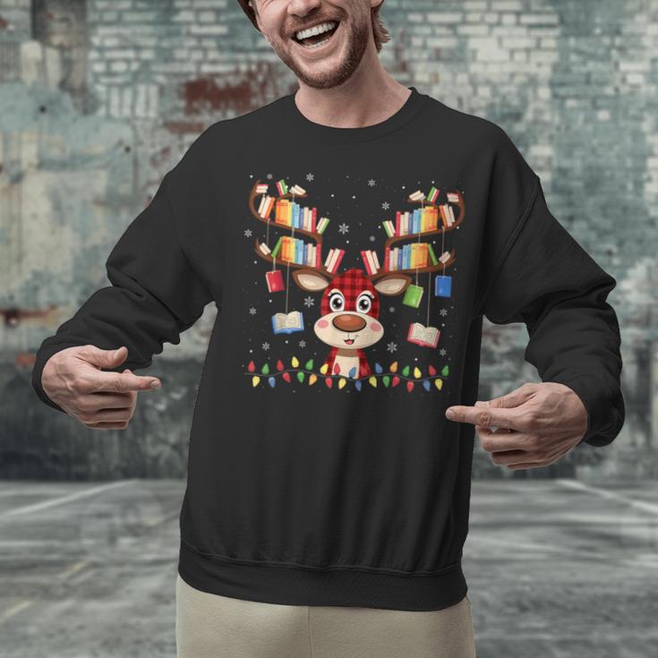 Christmas Librarian Reindeer Matching Book Lover Unisex Sweatshirt