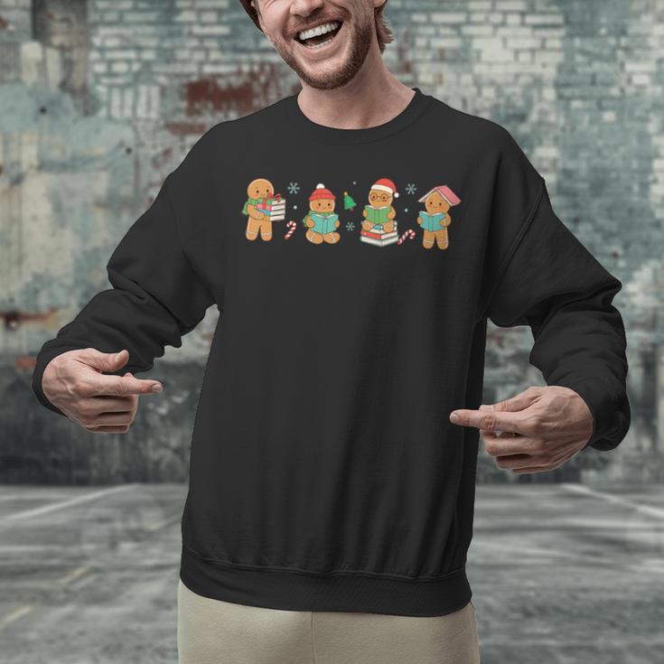 Christmas Library Gingerbread Man Books Lover Bookish Unisex Sweatshirt