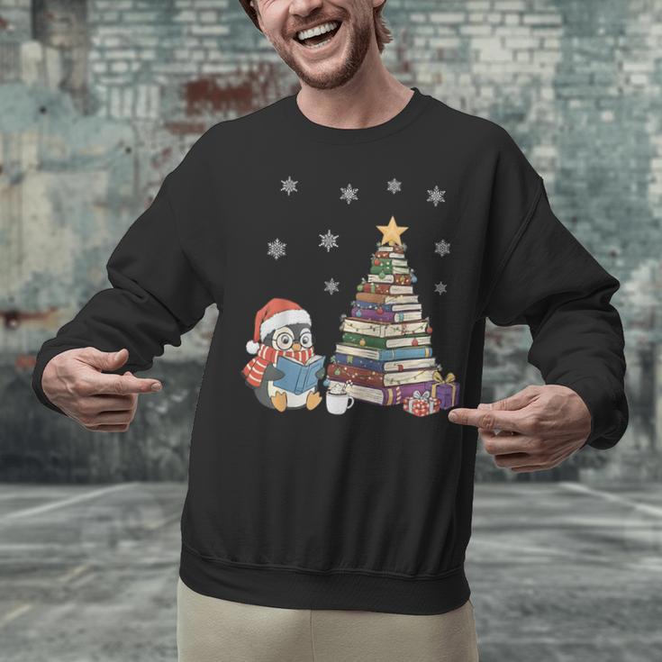 Christmas A Penguin Reading Book Snowflake Cocoa Hot Teacher Unisex Sweatshirt