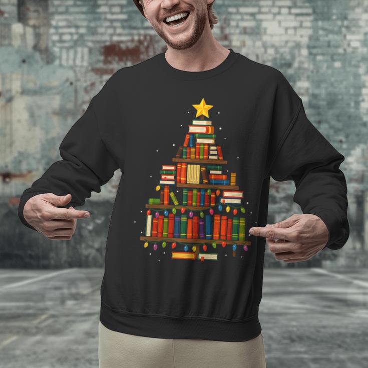 Christmas Tree Bookshelf Book Lover Library Men Women Kids Unisex Sweatshirt
