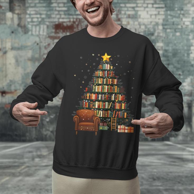 Christmas Tree Bookshelf Book Lover Library Unisex Sweatshirt