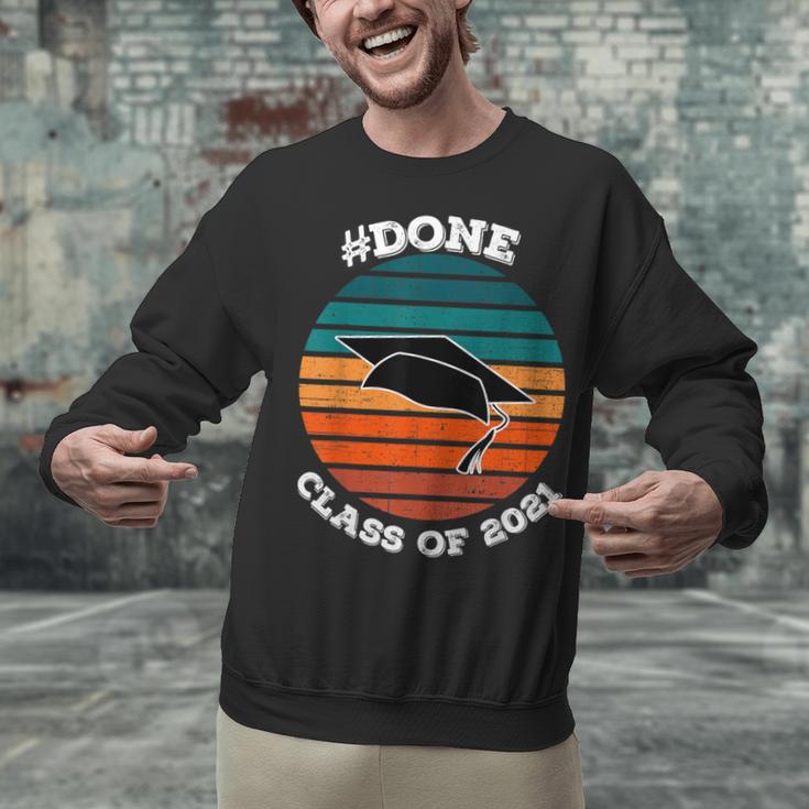 Class Of 2021 Done Senior Graduation Retro Sunset Unisex Sweatshirt