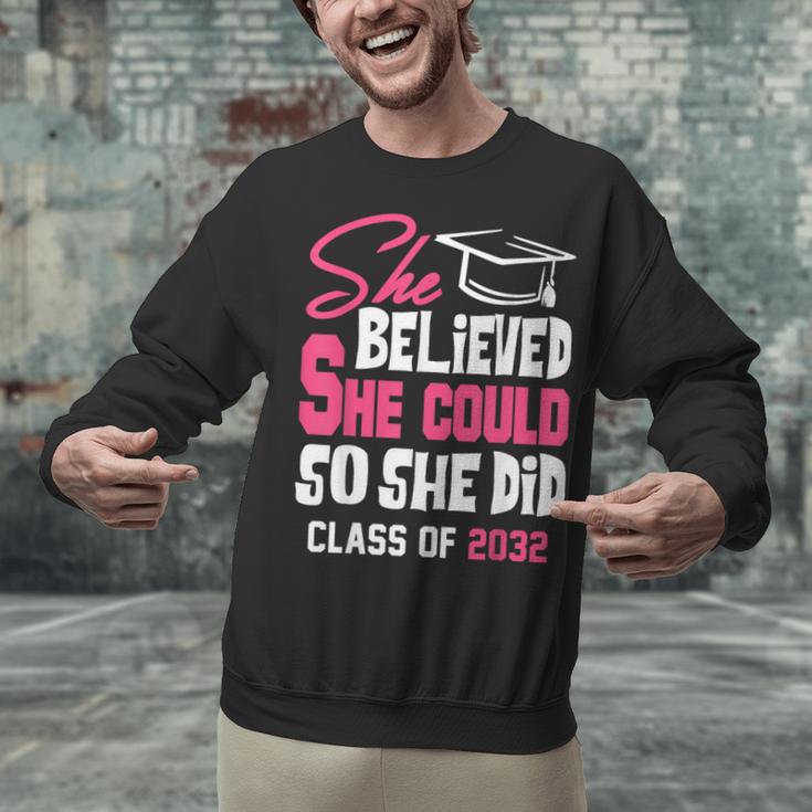 Class Of 2032 She Believed She Could Kids Graduation T-Shirt Unisex Sweatshirt