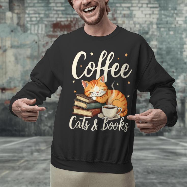 Coffee Cats And Books Lover For Women & Men Coffee Unisex Sweatshirt