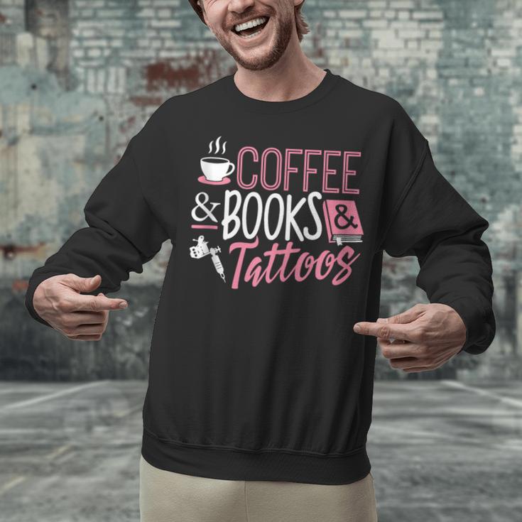 Coffee Lover Shirt Coffee And Books And Tattoos Men Women Unisex Sweatshirt