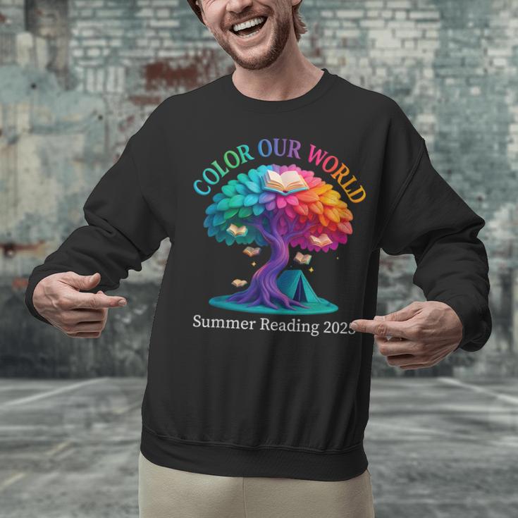 Color Our World Summer Reading 2025 Tree Book Lover Camping Unisex Sweatshirt