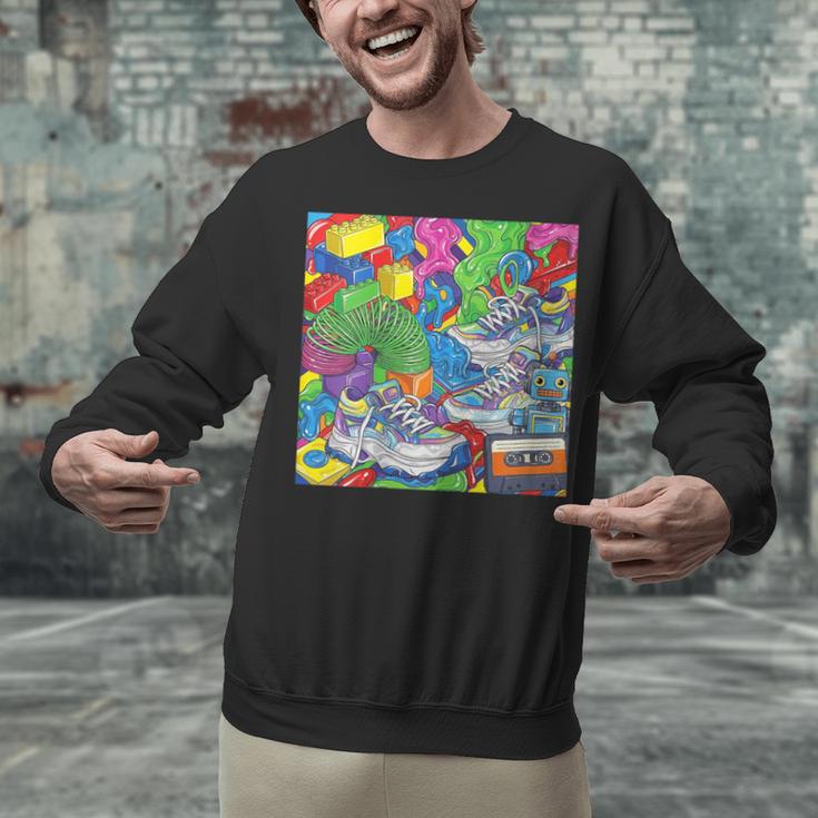 Colorful Kidcore 90s Nostalgia Meme Sneakers Robot Toy Slime Unisex Sweatshirt Colorful Kidcore 90s Nostalgia Meme Sneakers Robot Toy Slime Unisex Sweatshirt