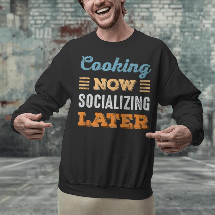 Cooking Now Minimal Socializing Introvert Vintage Unisex Sweatshirt Cooking Now Minimal Socializing Introvert Vintage Unisex Sweatshirt
