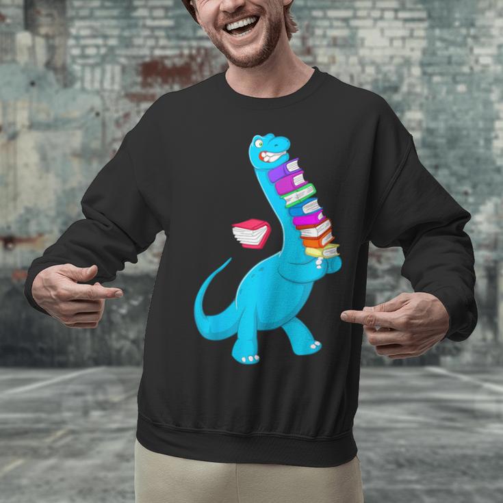 Cool Dinosaur Books Art For Men Women Libarian Book Lover Unisex Sweatshirt