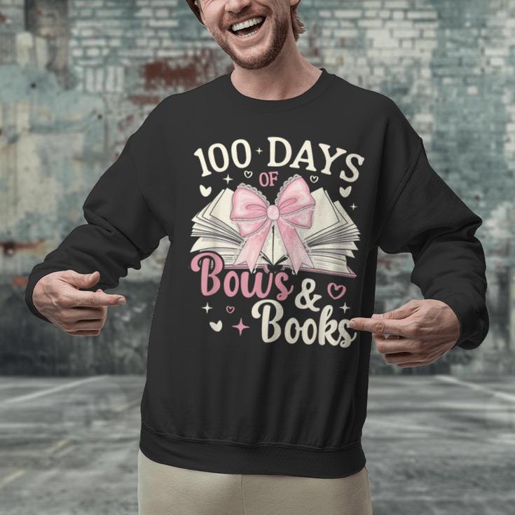 Coquette 100 Days Of Bows Books Reading 100th Day Of School Unisex Sweatshirt