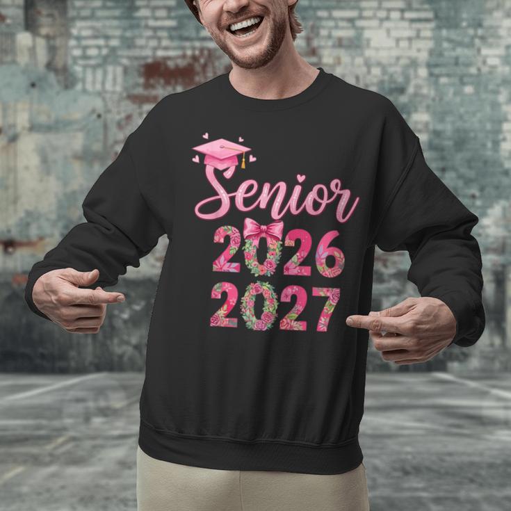 Coquette Pink Bow Flowers Senior 2026 2027 Graduation Unisex Sweatshirt