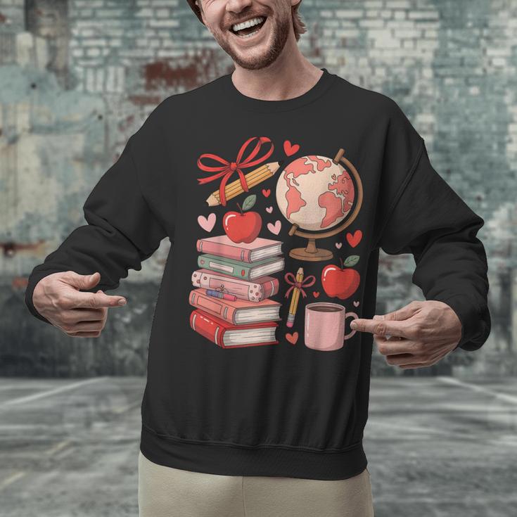 Coquette Teacher School Supplies Bows Books Globe Apple Cute Unisex Sweatshirt Coquette Teacher School Supplies Bows Books Globe Apple Cute Unisex Sweatshirt