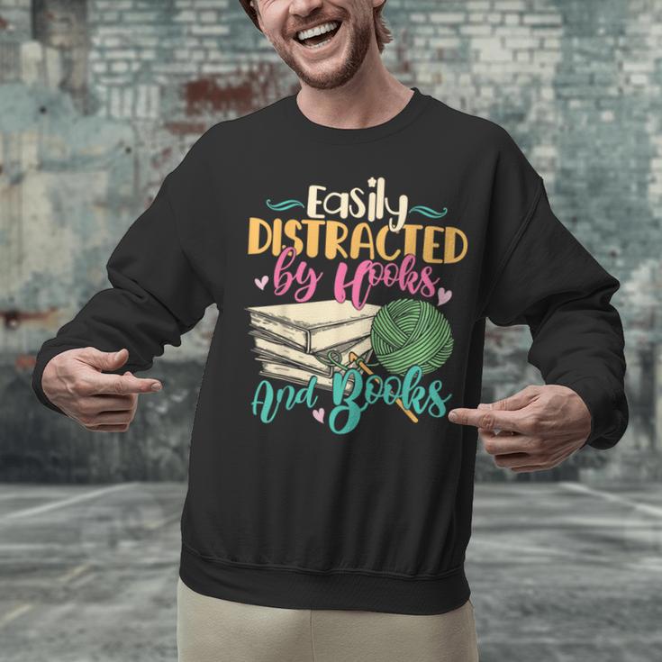 Crochet And Reading Crocheter Bookish Crocheting Book Lover Unisex Sweatshirt
