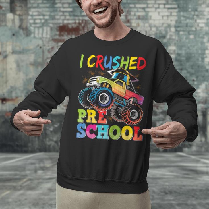 I Crushed Pre-K Monster Truck Graduation Preschool Grad 2025 Unisex Sweatshirt