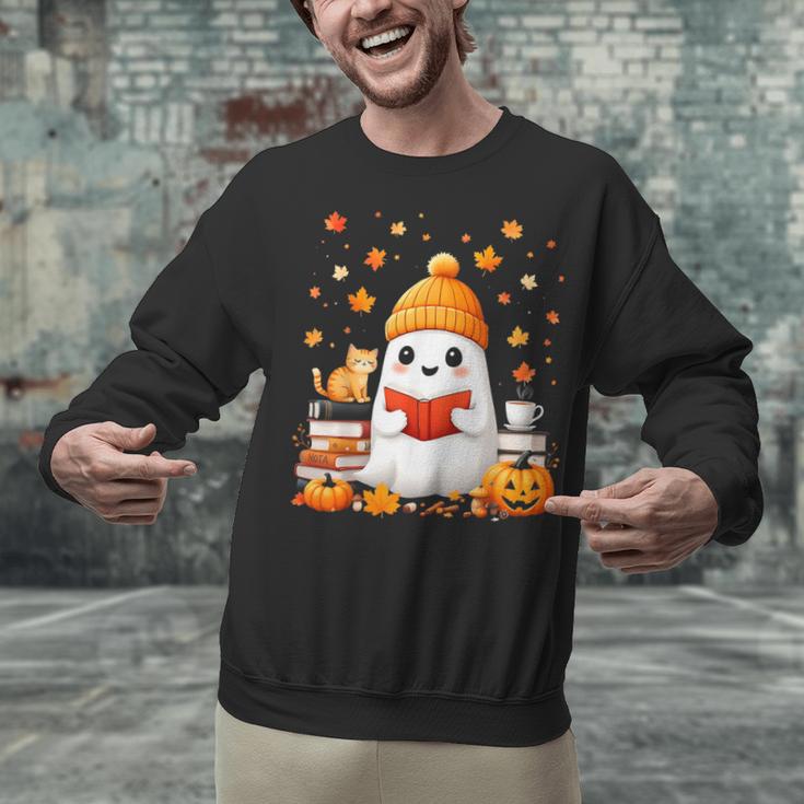 Cute Beanie Ghost Bookworm Cozy Book Reading Halloween Unisex Sweatshirt Cute Beanie Ghost Bookworm Cozy Book Reading Halloween Unisex Sweatshirt