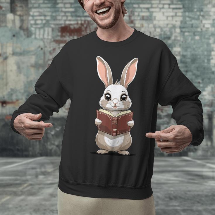 Cute Bookworm Bunny Reading For Kids And Teachers Unisex Sweatshirt
