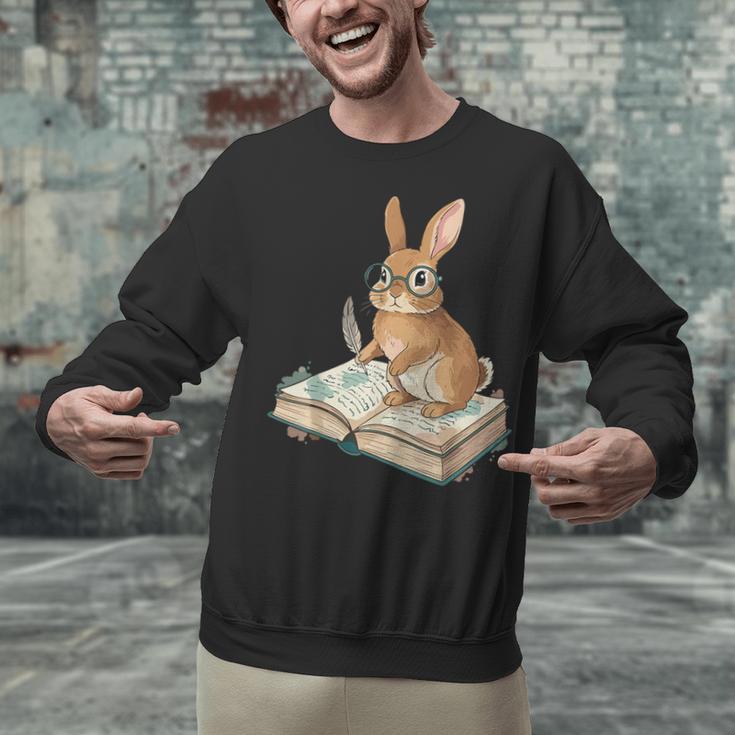 Cute Bunny Reading Book Glasses Bookworm Unisex Sweatshirt Cute Bunny Reading Book Glasses Bookworm Unisex Sweatshirt