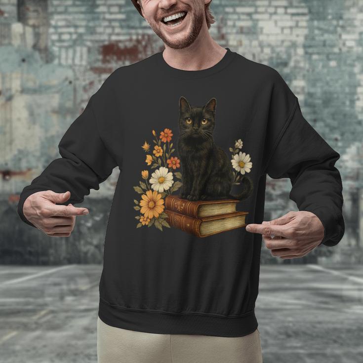 Cute Cat Book Flowers Unisex Sweatshirt