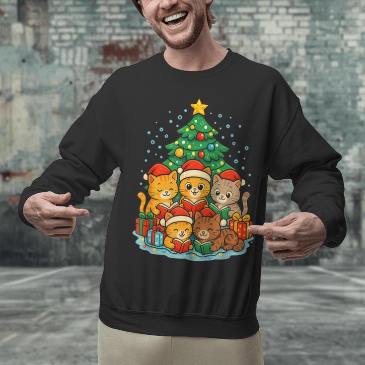 Cute Cats Reading Books Christmas Tree Unisex Sweatshirt