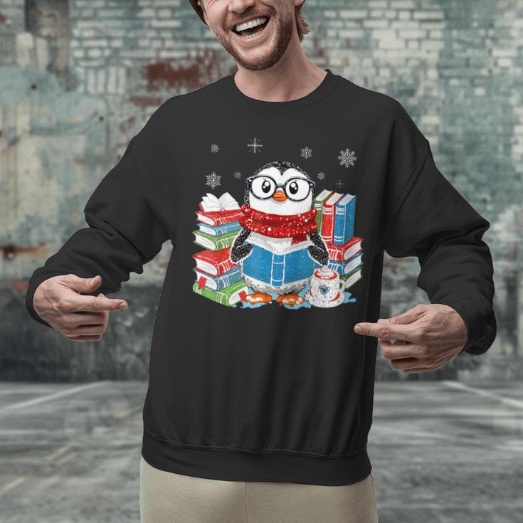 Cute Christmas A Penguin Reading Book Snowflake Hot Teacher Unisex Sweatshirt