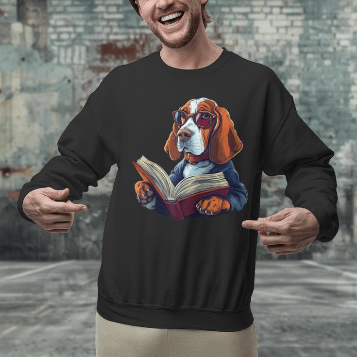 Cute Dog Basset Hound Reading Book Unisex Sweatshirt