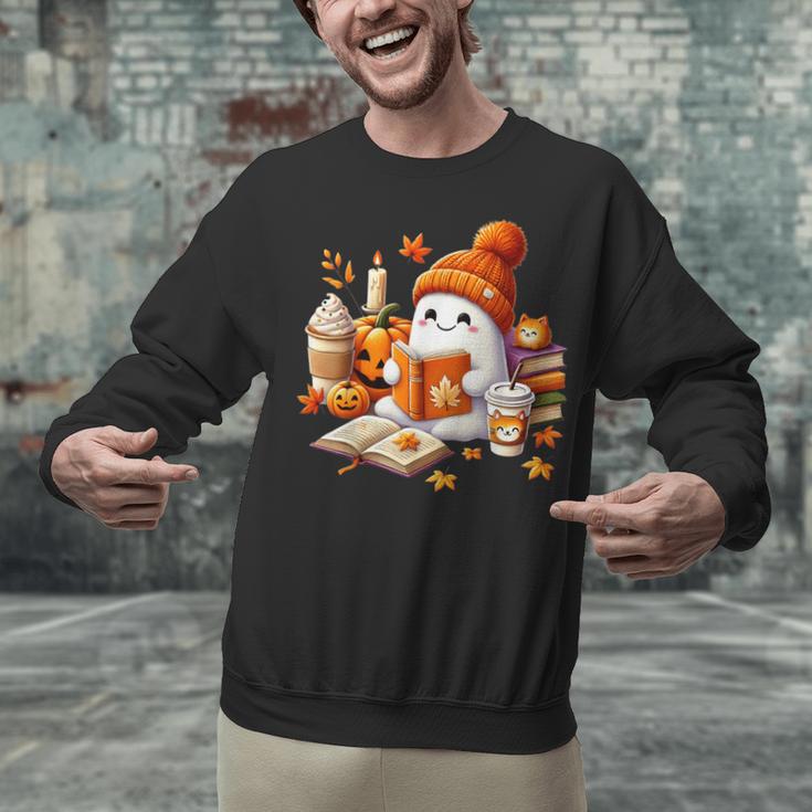 Cute Ghost Reading Book Lovers Halloween Pumpkin Women Girls Unisex Sweatshirt Cute Ghost Reading Book Lovers Halloween Pumpkin Women Girls Unisex Sweatshirt
