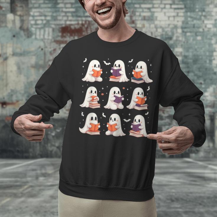 Cute Ghost Reading Book Lovers Halloween Ghost Unisex Sweatshirt