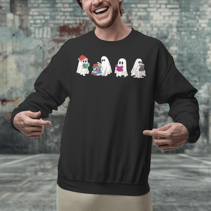 Cute Ghosts Reading Books Lover Spooky Season Halloween Unisex Sweatshirt