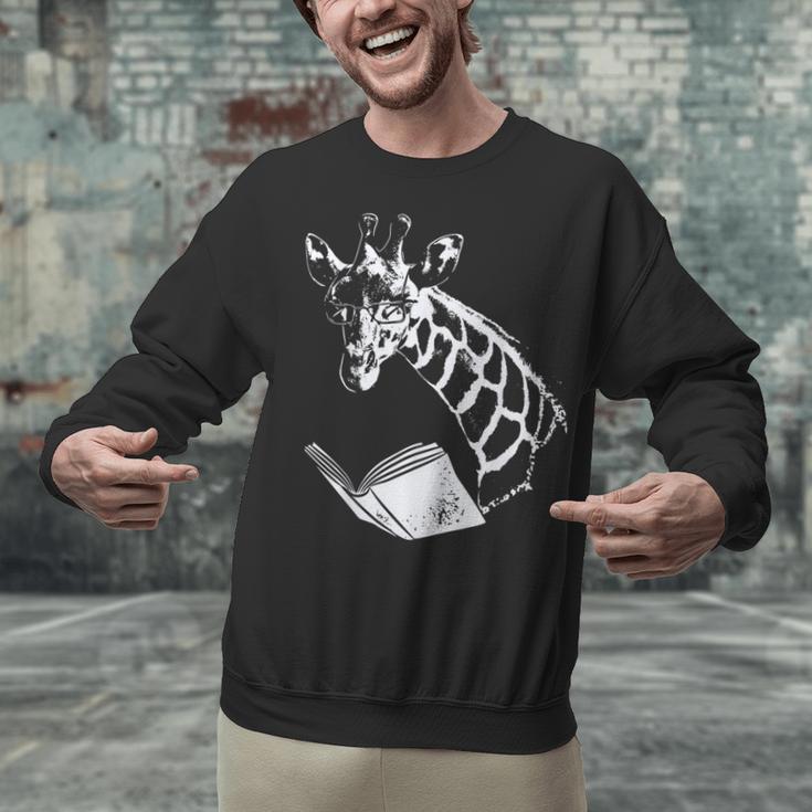 Cute Giraffe Wear Glasses Reading Book Librarian Bookworm Unisex Sweatshirt