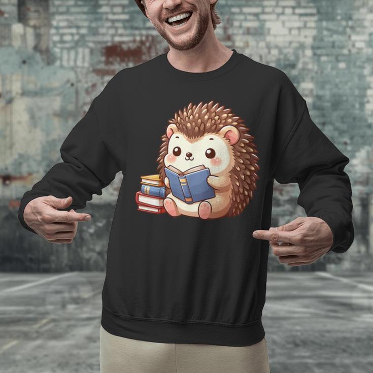 Cute Hedgehog Book Lover Readers Animal Reading Unisex Sweatshirt
