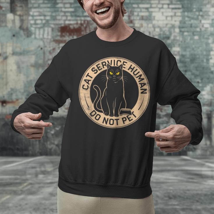 Cute Introvert Cat Service Human Do Not Pet Cat Joke Unisex Sweatshirt