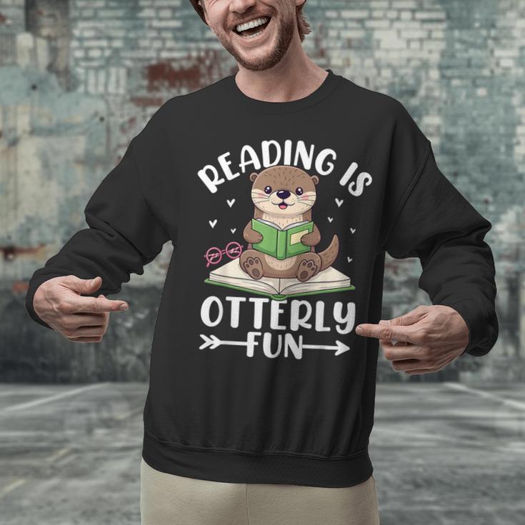 Cute Otter Reading Book Lover Sea Otters Animal Lover Unisex Sweatshirt