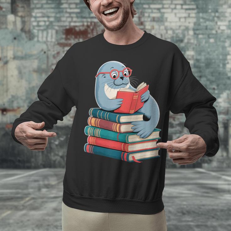 Cute Reading Seal On Books Book Lover Unisex Sweatshirt
