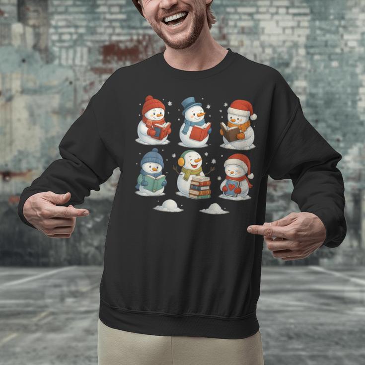 Cute Snowman Reading Books Christmas Winter Book Lover Unisex Sweatshirt Cute Snowman Reading Books Christmas Winter Book Lover Unisex Sweatshirt